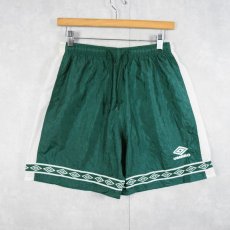 画像1: 90's UMBRO サイドライン ナイロンイージーショーツ GREEN M (1)