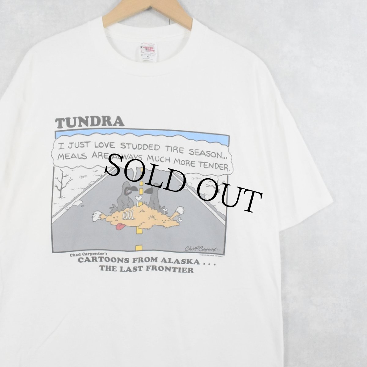 画像1: 90's Chad Carpenter USA製 "TUNDRA" シュールイラストプリントTシャツ XL (1)