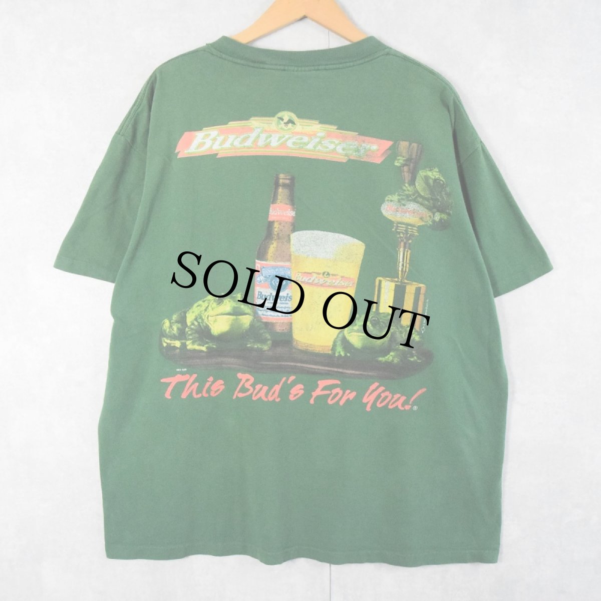 画像1: 90's Budweiser USA製 "This Bud's For You!" ビールメーカー プリントTシャツ XL (1)