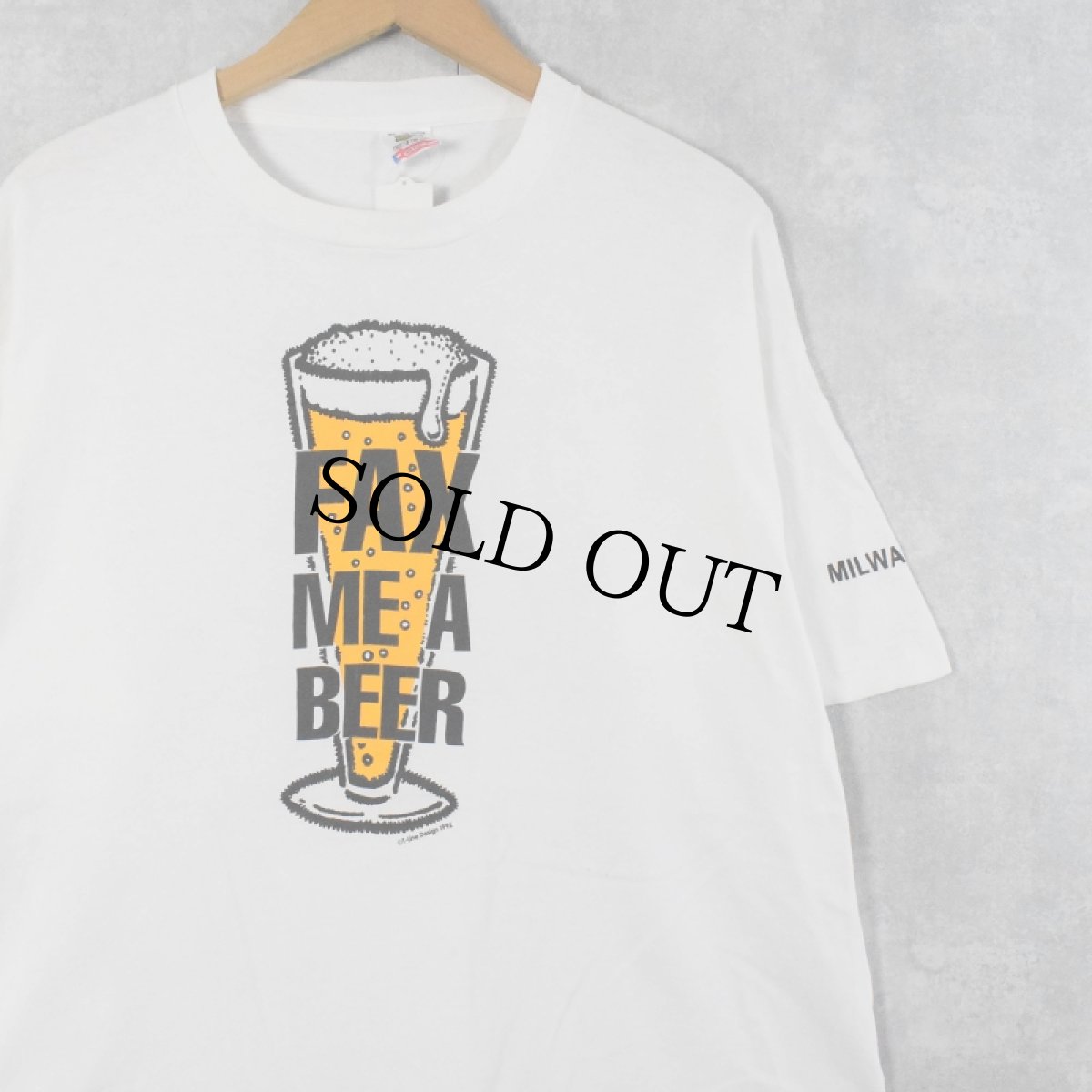 画像1: 90's USA製 "FAX ME A BEER" ビールプリントTシャツ XL (1)