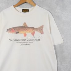 画像1: 90's〜 Eddie Bauer "Yellowstone Cutthroat" 魚イラストプリントTシャツ (1)