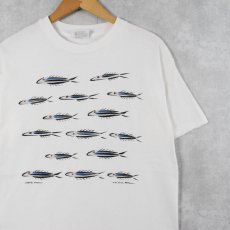 画像1: 90's USA製 魚イラストプリントTシャツ L (1)