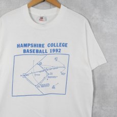 画像1: 90's USA製 "HAMPSHIRE COLLEGE BASEBALL 1992" プリントTシャツ L (1)