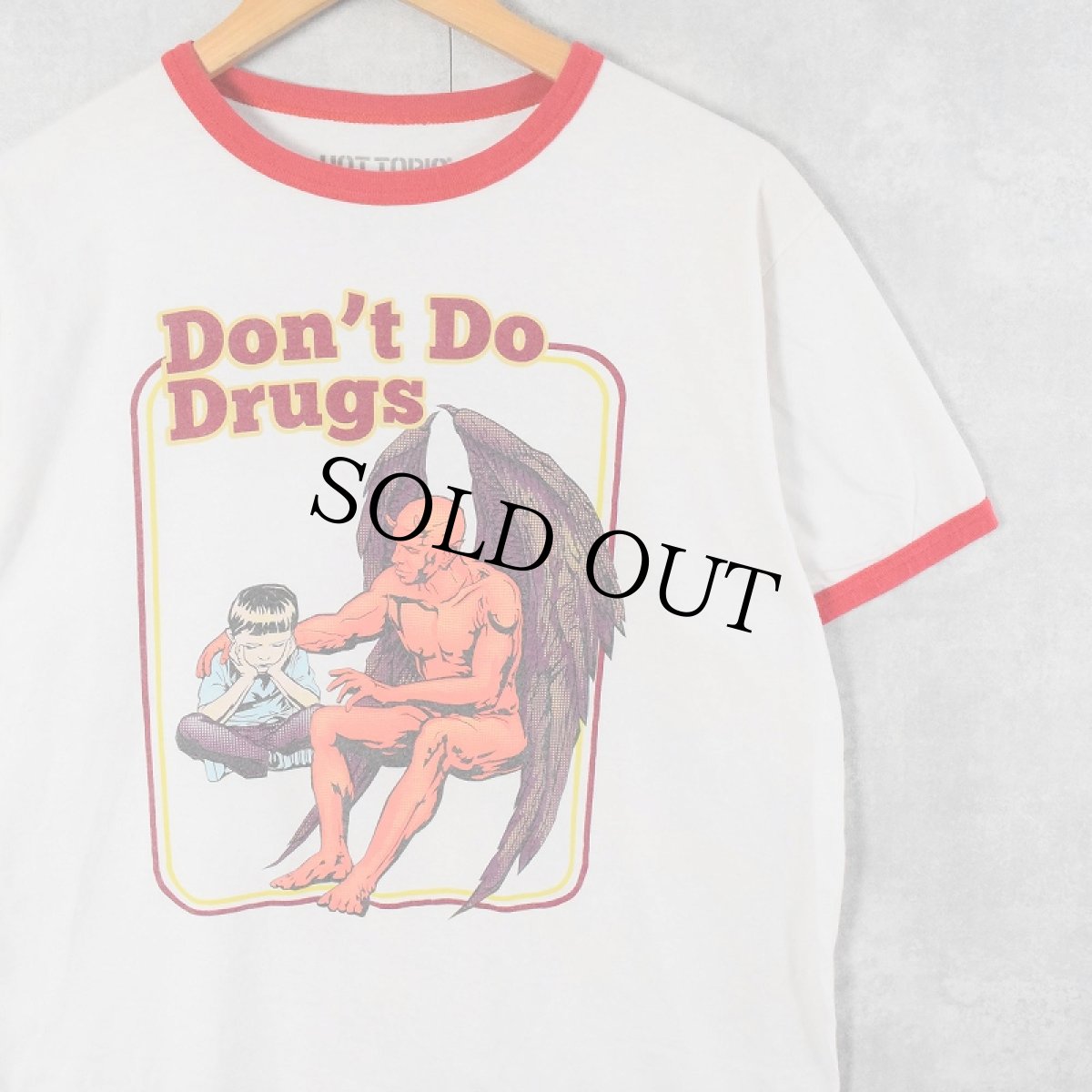 画像1: HOT TOPIC "Don't Do Drugs" プリントリンガーTシャツ L (1)