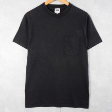 画像1: 90's anvil USA製 無地ポケットTシャツ BLACK L (1)