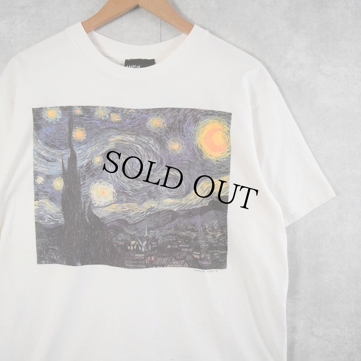 画像1: 90's RALPH MARLIN USA製 "Vincent Van Gogh / The Starry Night" アートプリントTシャツ L (1)