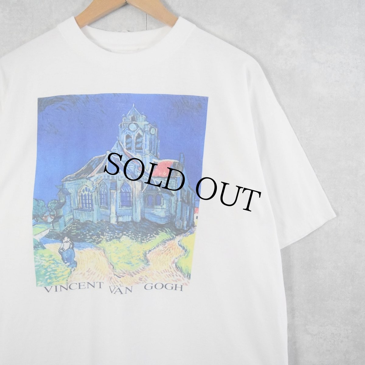 画像1: Vincent Van Gogh "オーヴェルの教会" アートプリントTシャツ (1)