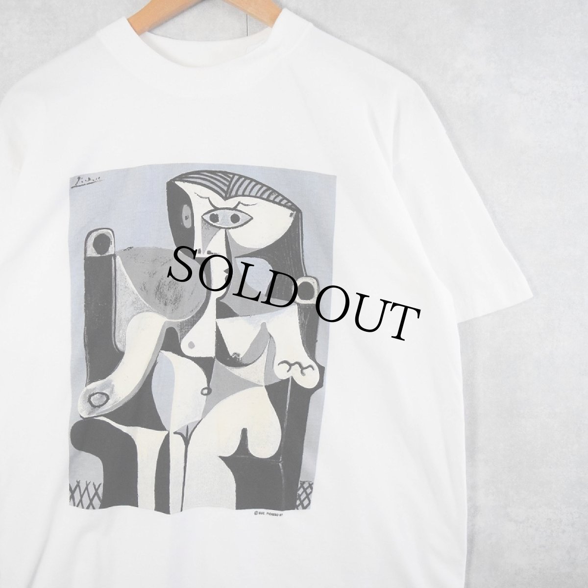画像1: 90's Pablo Picasso アートプリントTシャツ L (1)