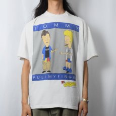 画像2: 90's BEAVIS AND BUTT-HEAD パロディプリント キャラクターTシャツ L (2)