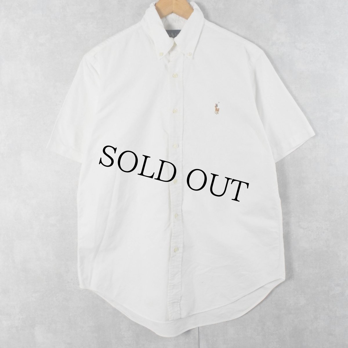 画像1: Ralph Lauren "CLASSIC FIT" ロゴ刺繍 コットンボタンダウンシャツ M (1)