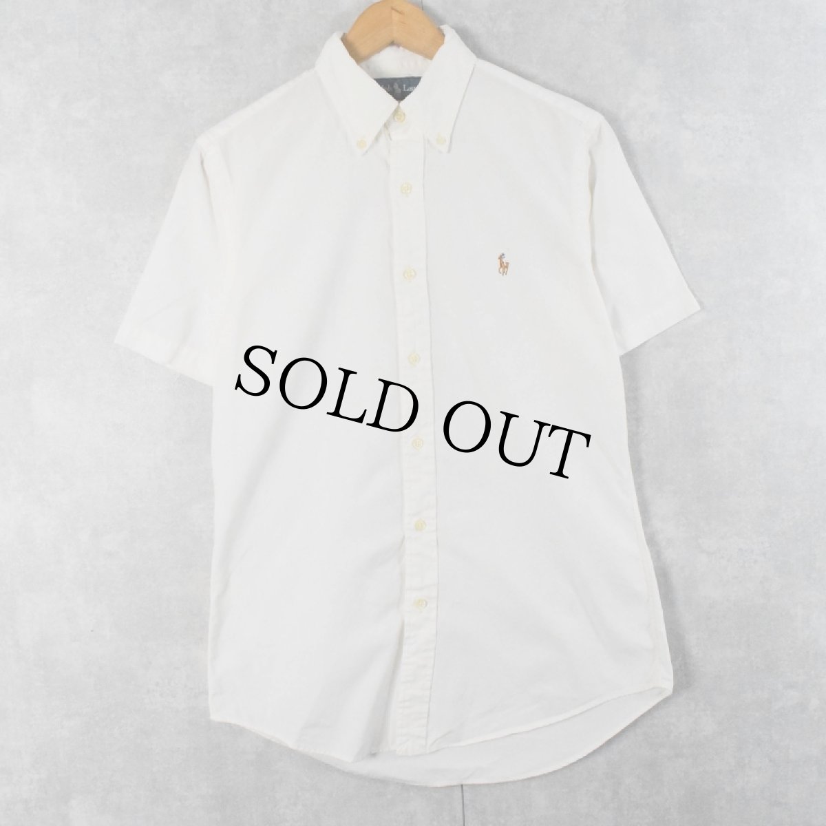 画像1: Ralph Lauren "CUSTOM FIT" ロゴ刺繍 コットンボタンダウンシャツ S (1)