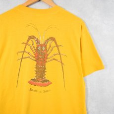 画像2: 80's USA製 "PEACE&LOVE" ロブスタープリントTシャツ XL (2)