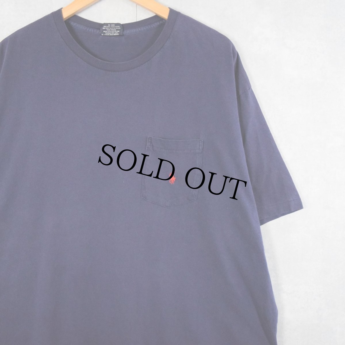 画像1: 90's POLO Ralph Lauren USA製 ロゴ刺繍 ポケットTシャツ NAVY XL (1)