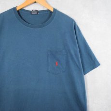 画像1: 90's POLO Ralph Lauren USA製 ロゴ刺繍 ポケットTシャツ L (1)