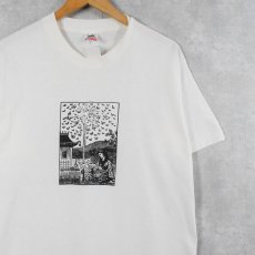 画像1: 90's USA製 イラストプリントTシャツ L (1)