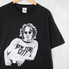 画像1: 2000's JOHN LENNON ミュージシャンプリントTシャツ BLACK L (1)