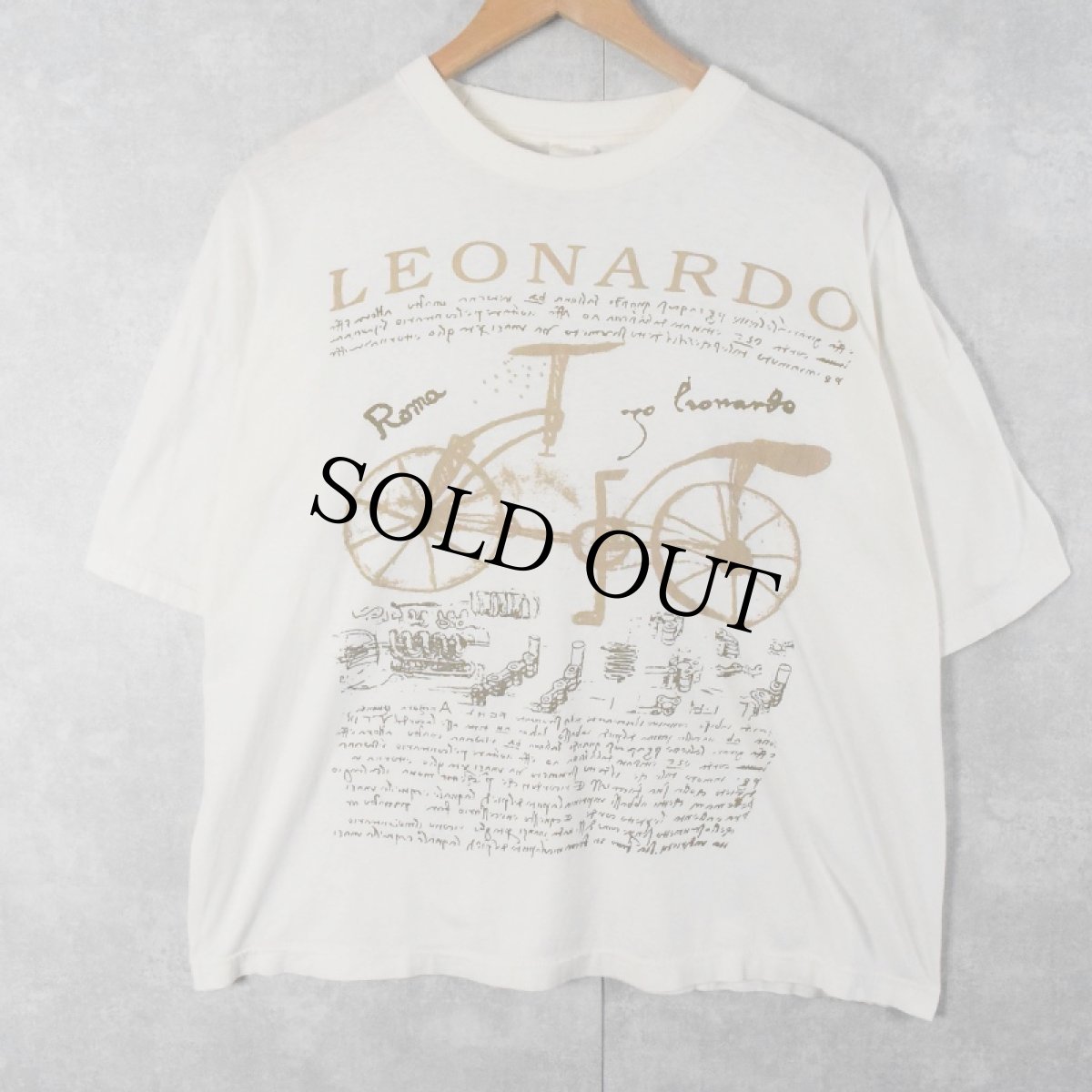 画像1: 80〜90's LEONARDO DA VINCI "Bicycle" アートプリントTシャツ (1)