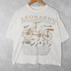 画像1: 80〜90's LEONARDO DA VINCI "Bicycle" アートプリントTシャツ (1)