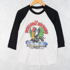 画像1: 80's THE ROLLING STONES USA製 ロックバンド ツアープリント ラグランTシャツ M (1)