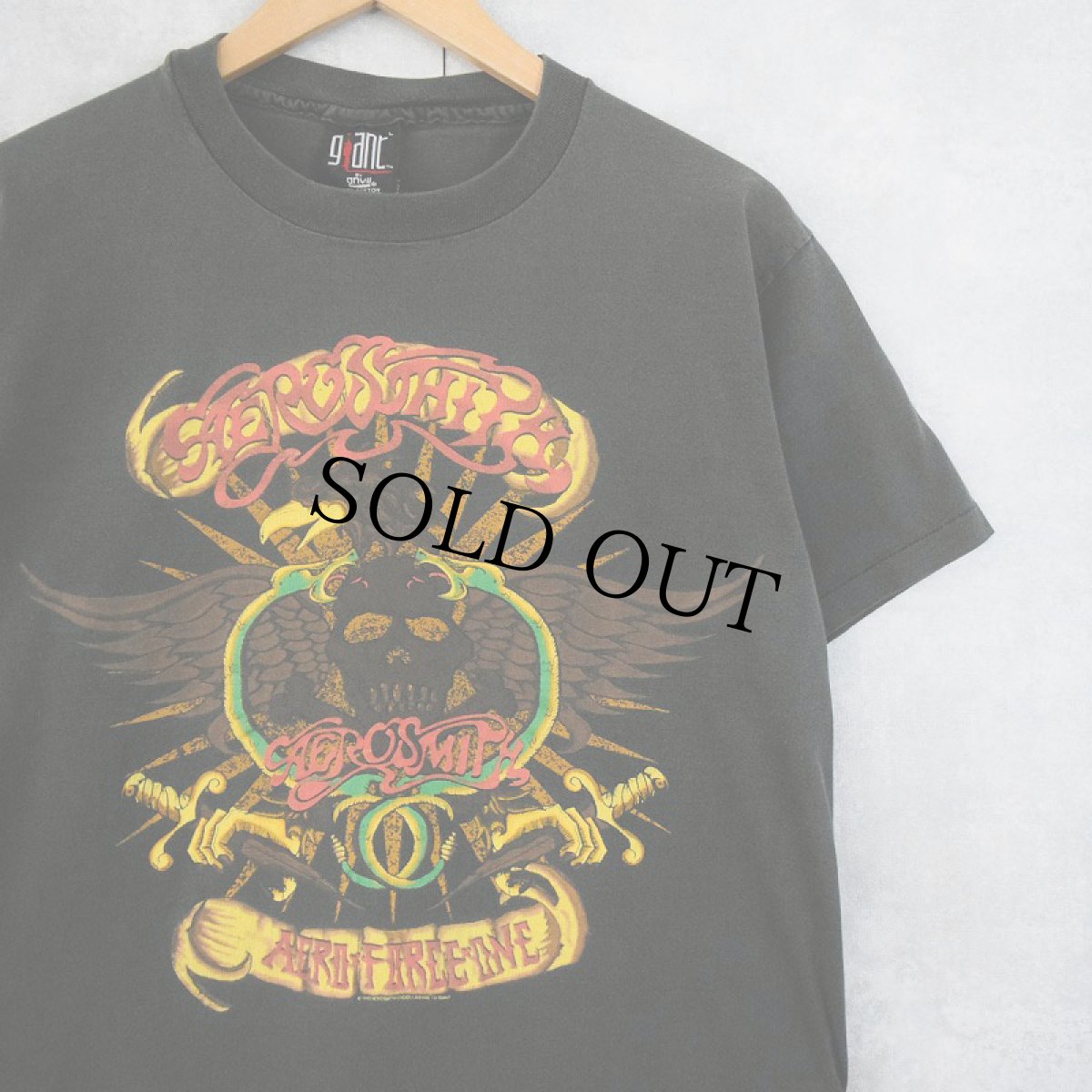 画像1: 90's AEROSMITH USA製 ロックバンドツアープリントTシャツ BLACK L (1)