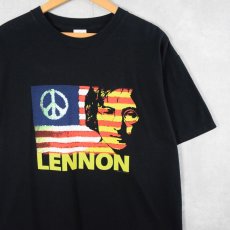 画像1: 2000's JOHN LENNON ピースマーク ミュージシャンプリントTシャツ BLACK L (1)