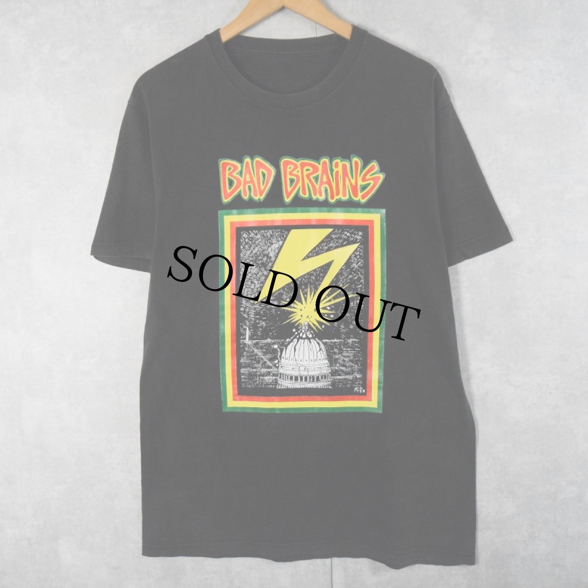 画像1: BAD BRAINS ロックバンドプリントTシャツ BLACK (1)