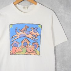 画像1: 90's Hallmark USA製 犬イラストプリントTシャツ L (1)