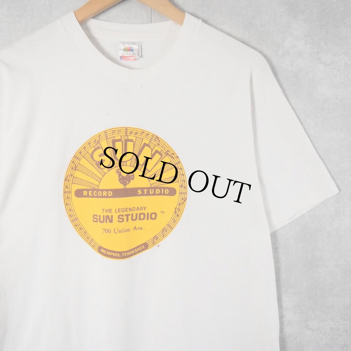 画像1: 90's SUN RECORDS USA製 レコードレーベル プリントTシャツ L (1)