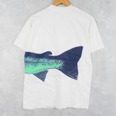 画像2: 90's USA製 "OREGON" 魚 巻きプリントTシャツ M (2)