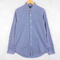 画像1: Ralph Lauren "CUSTOM FIT" ストライプ柄 コットンボタンダウンシャツ M (1)