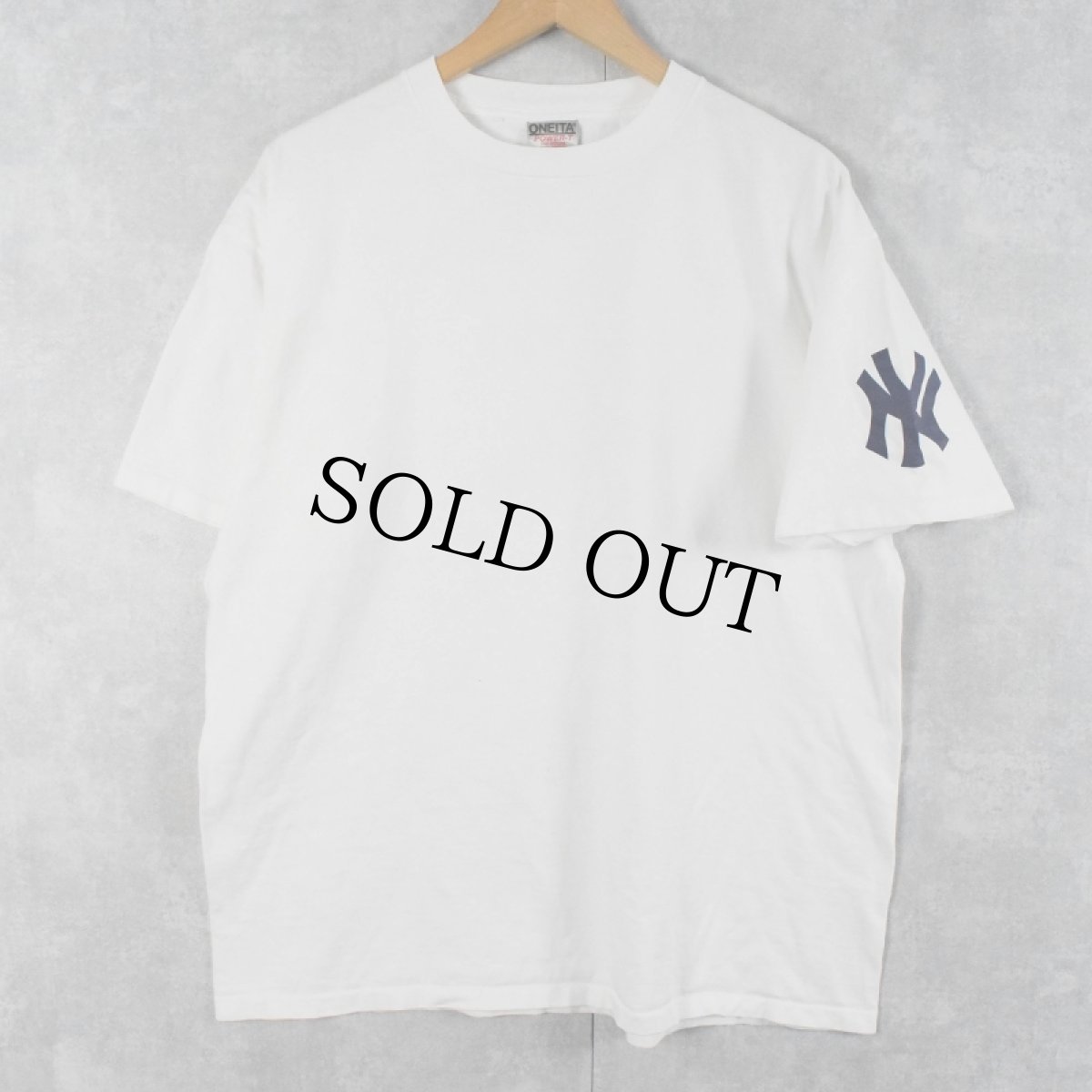 画像1: 90's New York Yankees ロゴプリントTシャツ XL (1)
