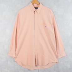 画像1: Ralph Lauren "BIG SHIRT" ストライプ柄 コットンボタンダウンシャツ L (1)