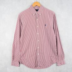 画像1: Ralph Lauren "SLIM FIT" ストライプ柄 コットンボタンダウンシャツ M (1)