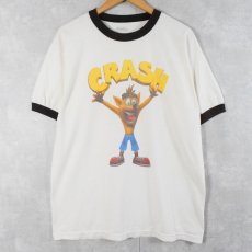 画像1: CRASH BANDICOOT ゲームキャラクタープリント リンガーTシャツ L (1)