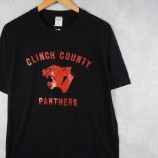 画像1: 90's JERZEES BY RUSSELL USA製 "CLINCH COUNTY PANTHERS" プリントTシャツ BLACK L (1)