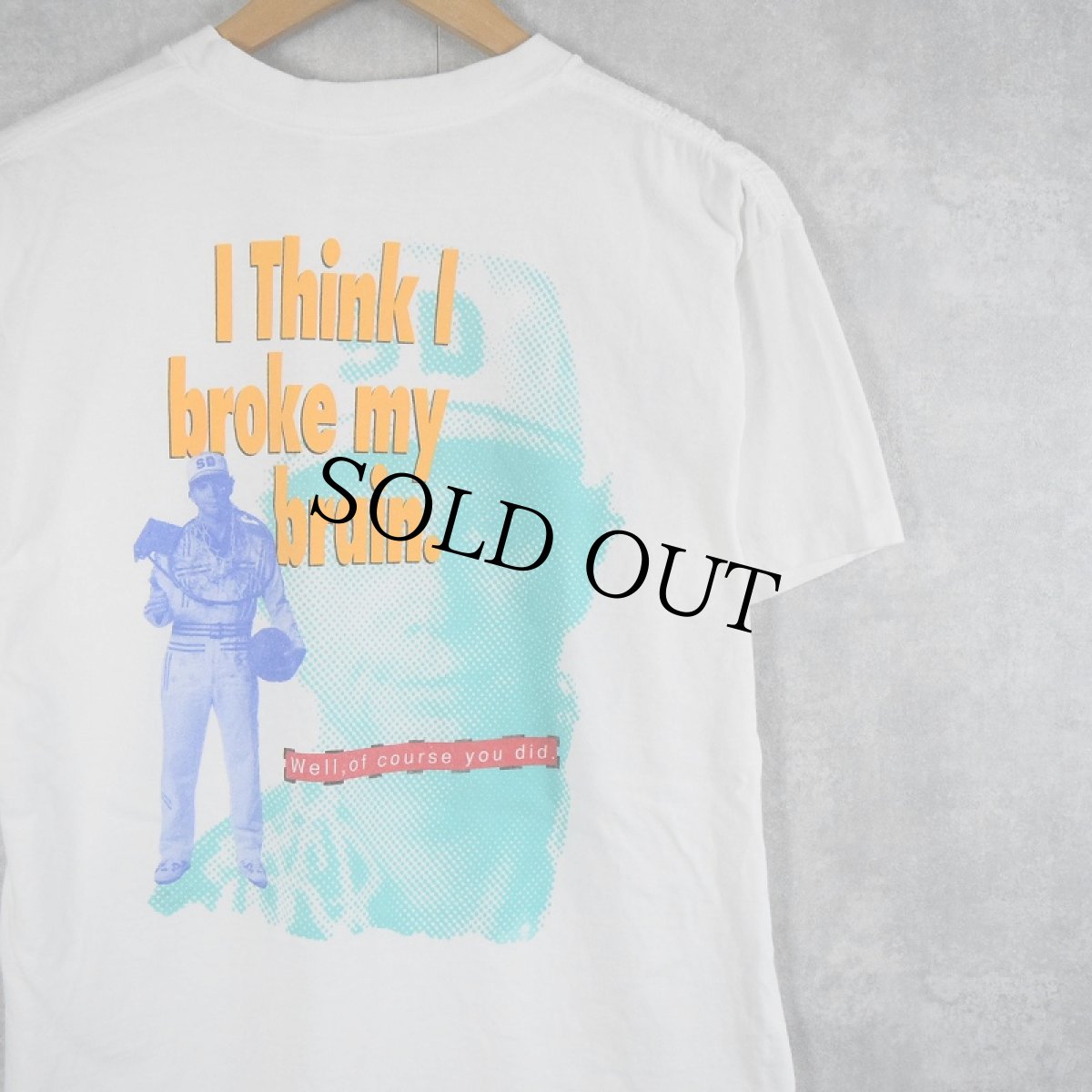 画像1: 90's NIKE 銀タグ USA製 "I Think I broke my brain." プリントTシャツ XL (1)