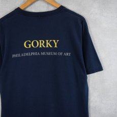 画像2: 90's Arshile Gorky USA製 "PHILADELPHIA MUSEUM OF ART" アートプリントTシャツ NAVY L (2)