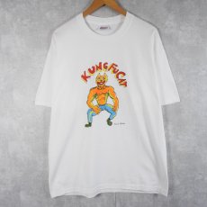 画像2: 【お客様お支払処理中】〜2000's Daniel Johnston  "KUNG FU CAT" アートプリントTシャツ L (2)