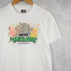 画像1: 90's USA製 "MILLION CASH GUARANTEED" カジノ イラストプリントTシャツ L (1)