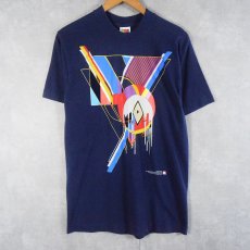 画像1: 90's Frank Lloyd Wright "FROZEN SPHERES" 建築家 アートプリントTシャツ NAVY M (1)