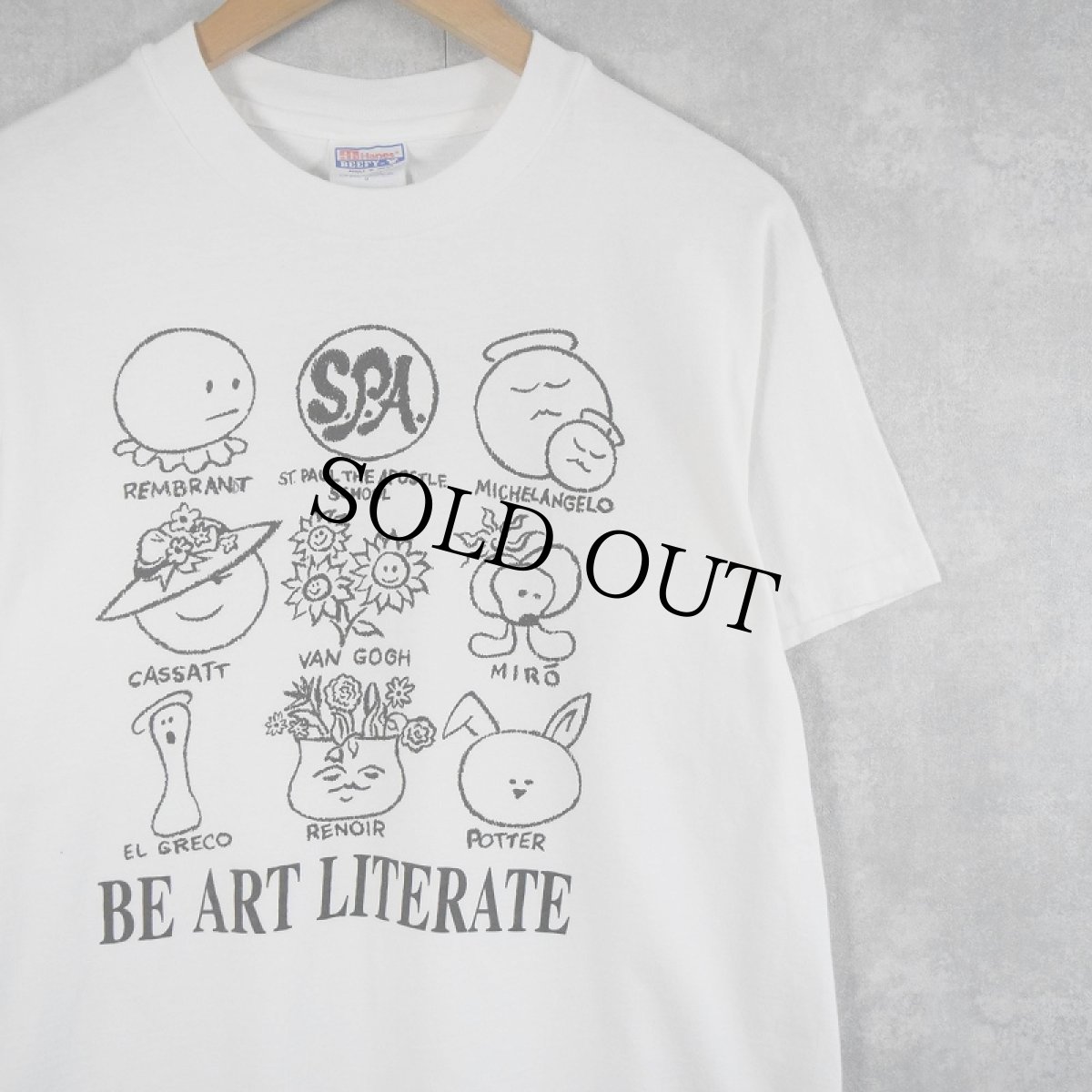 画像1: 90's USA製 "BE ART LITERATE" アートプリントTシャツ M (1)