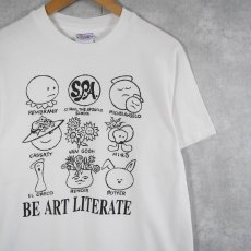 画像1: 90's USA製 "BE ART LITERATE" アートプリントTシャツ M (1)