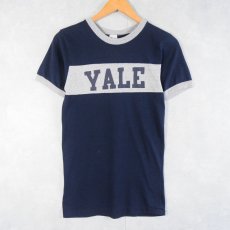 画像3: 80's Champion トリコタグ USA製 "YALE" プリントリンガーTシャツ NAVY M (3)