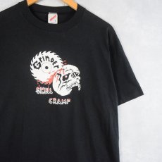 画像1: 80's SKULL CRAMP USA製 スカルプリントTシャツ BLACK L (1)