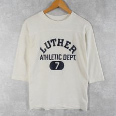 画像1: 80's Collegiate Pacific USA製 "LUTHER ATHLETIC DEPT" フットボールTシャツ S (1)