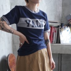 画像1: 80's Champion トリコタグ USA製 "YALE" プリントリンガーTシャツ NAVY M (1)