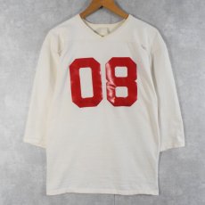 画像1: 60〜70's "MILLER 08" ラバープリントフットボールTシャツ (1)