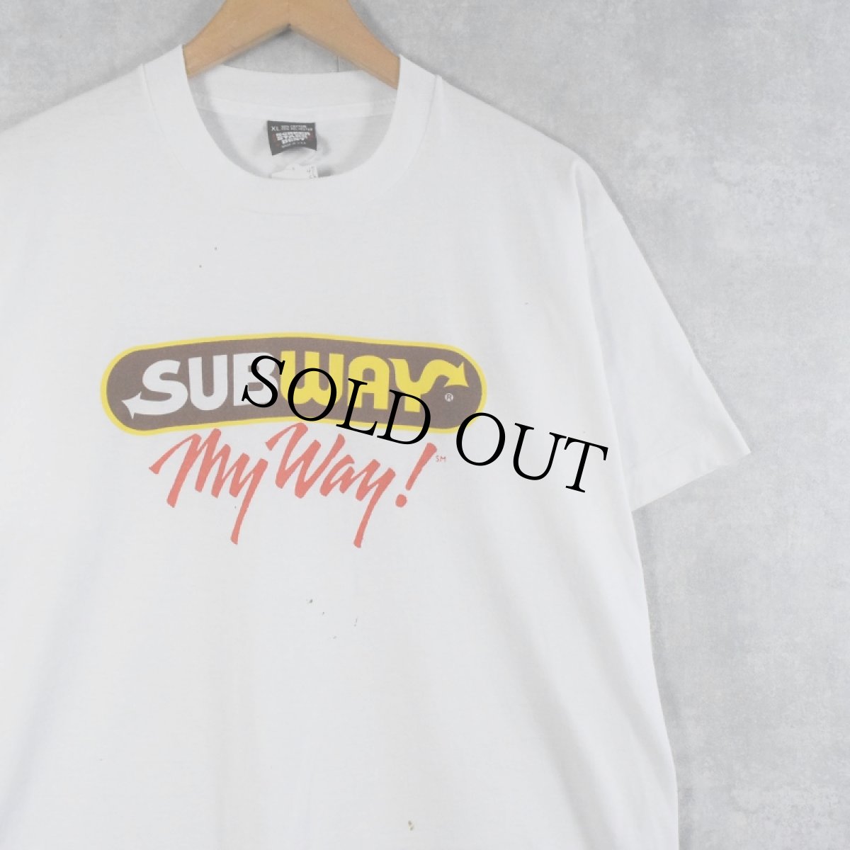 画像1: 90's SUBWAY USA製 "My Way!" ファーストフードチェーン ロゴプリントTシャツ XL (1)