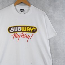 画像1: 90's SUBWAY USA製 "My Way!" ファーストフードチェーン ロゴプリントTシャツ XL (1)