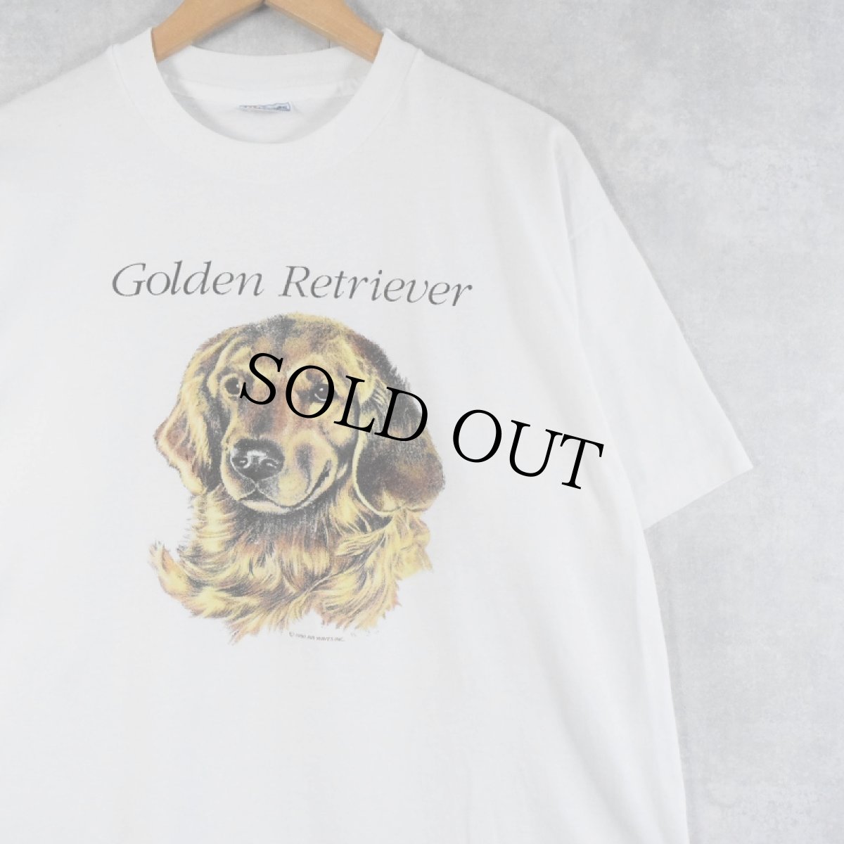 画像1: 90's USA製 "Golden Retriever" 犬プリントTシャツ XL (1)